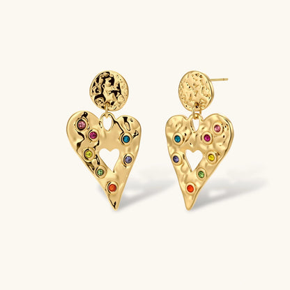 Rainbow Heart Drop Earrings