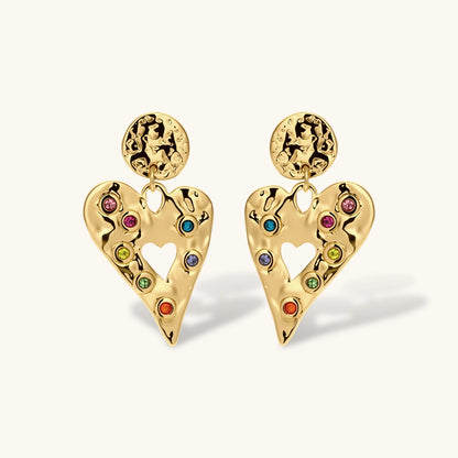 Rainbow Heart Drop Earrings