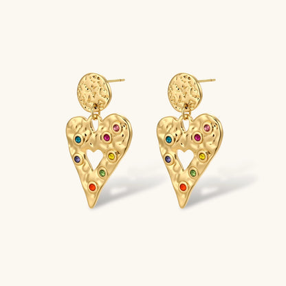 Rainbow Heart Drop Earrings