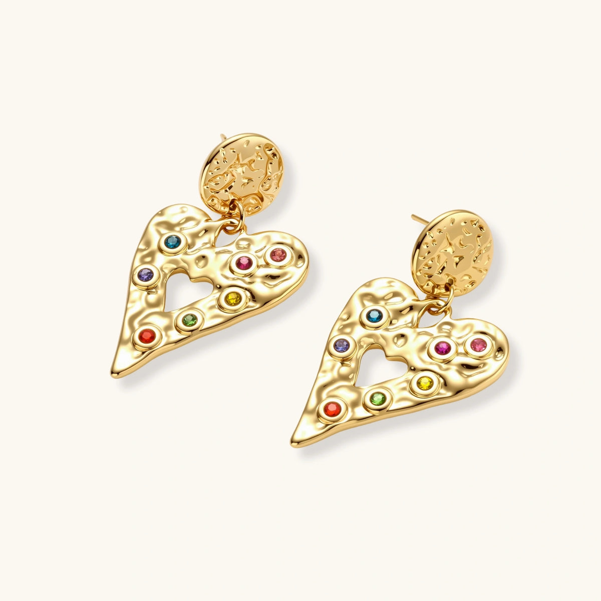 Rainbow Heart Drop Earrings