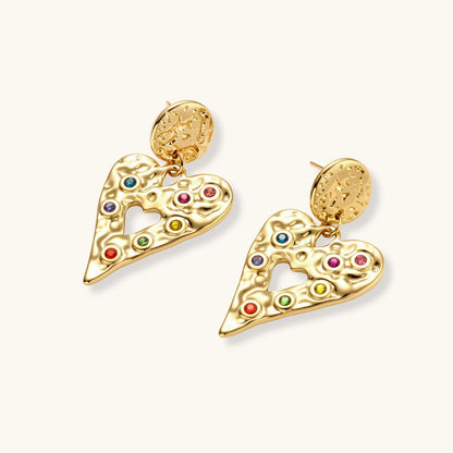Rainbow Heart Drop Earrings